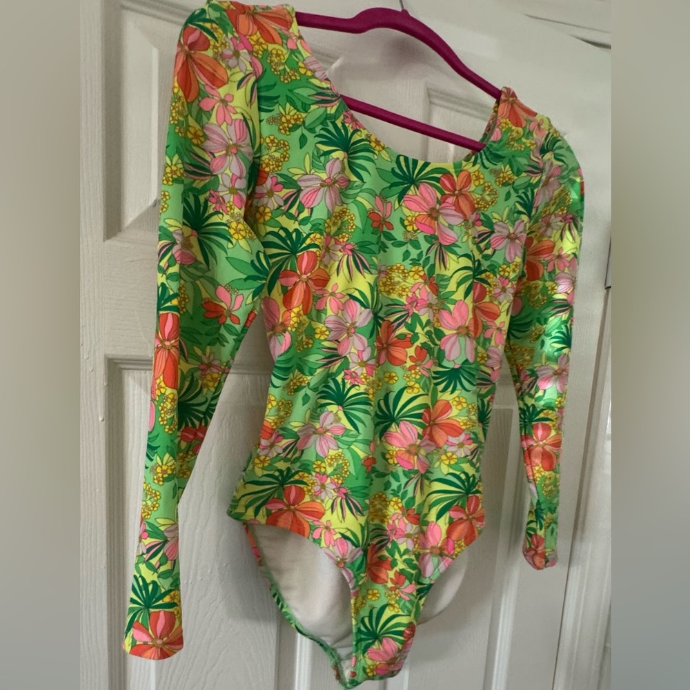 art class Green Floral Kids Swim One Piece